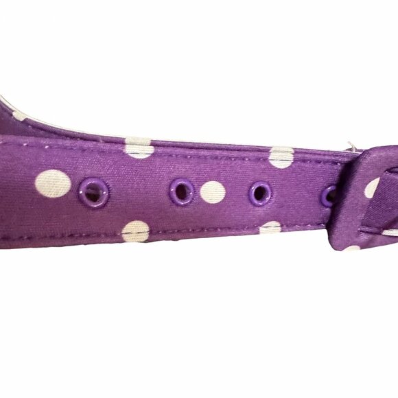 Retro 1970s Women’s Belt In Purple With White Polka Dots Square Buckle - Picture 10 of 10